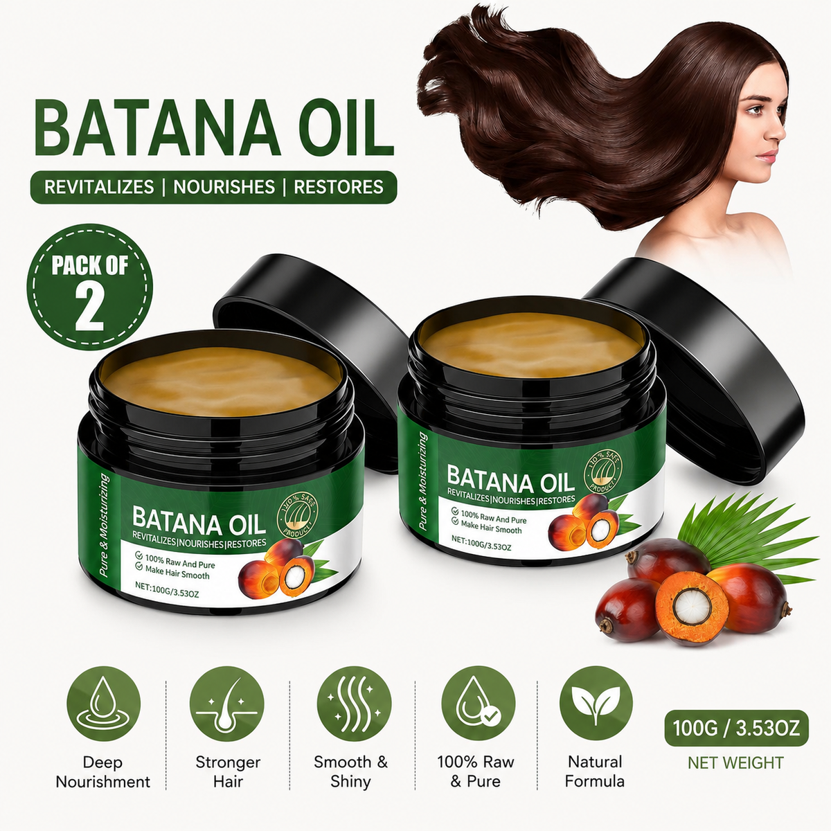 Jaysuing Batana Oil for Hair Growth 100m; Each Pack Of 2