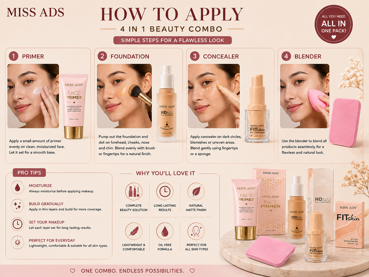MISS ADS COMBO (FOUNDATION, BLENDER, PRIMER, CONCEALER)