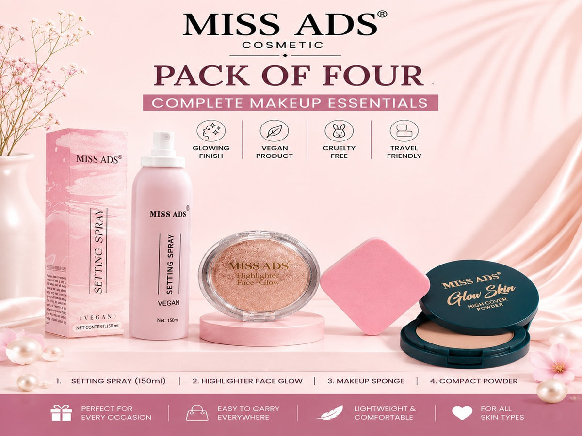 MISS ADS COMBO (MAKEUP FIXER, HIGHLIGHTER, DUAL COMPACT, BLENDER)