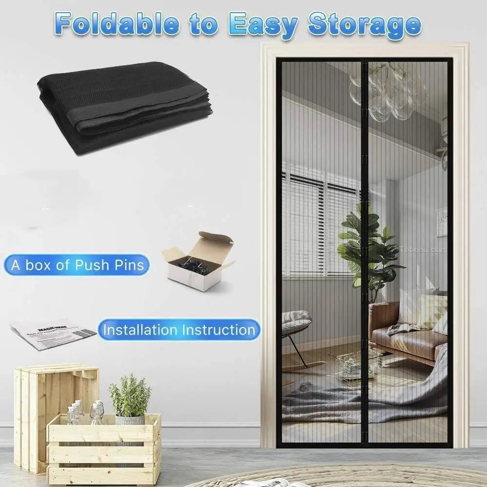 Mesh Screen Net Home Magnetic Foldable Anti Mosquito Door Curtains 100*210CM which fits to Door Size - 7 Feet - CL-MA-785