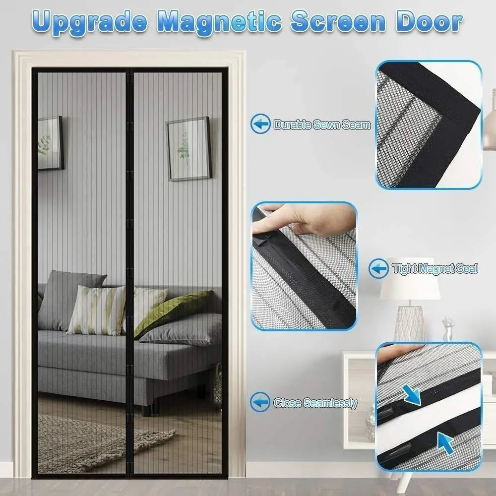 Mesh Screen Net Home Magnetic Foldable Anti Mosquito Door Curtains 100*210CM which fits to Door Size - 7 Feet - CL-MA-785